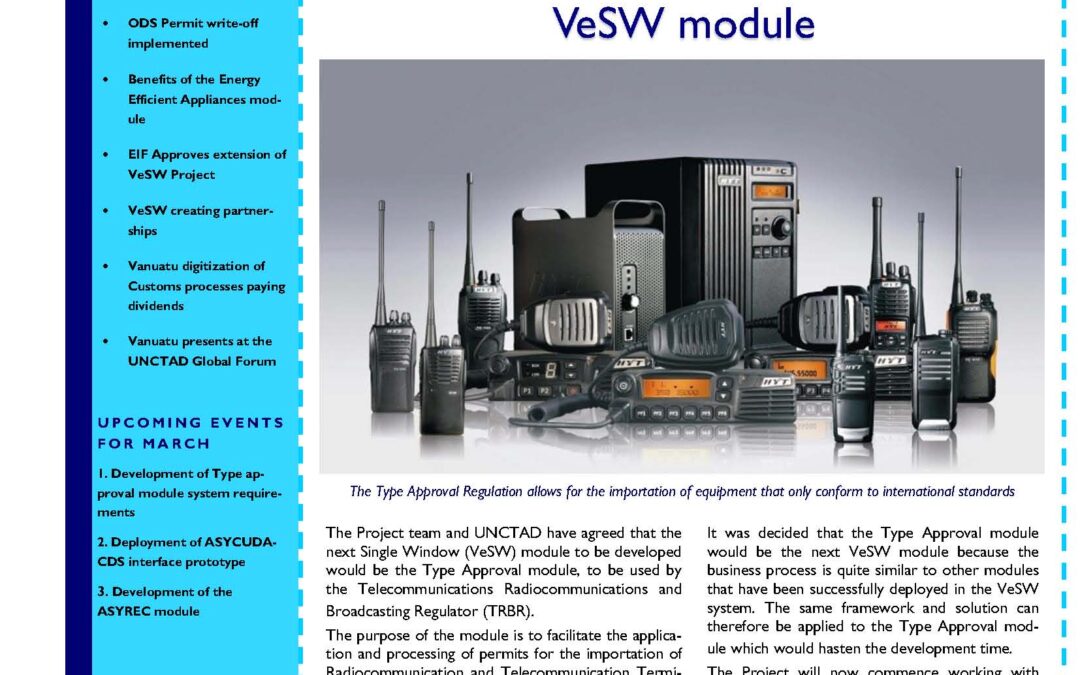 Vanuatu Electronic Single Window Project monthly newsletter Issue 20/2021