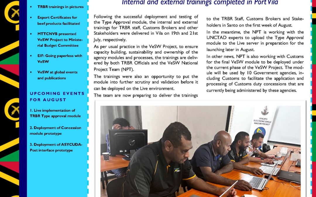 Vanuatu Electronic Single Window Project monthly Newsletter